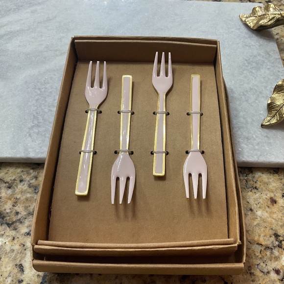 Pink Enamel Dessert Forks - Picture 1 of 1